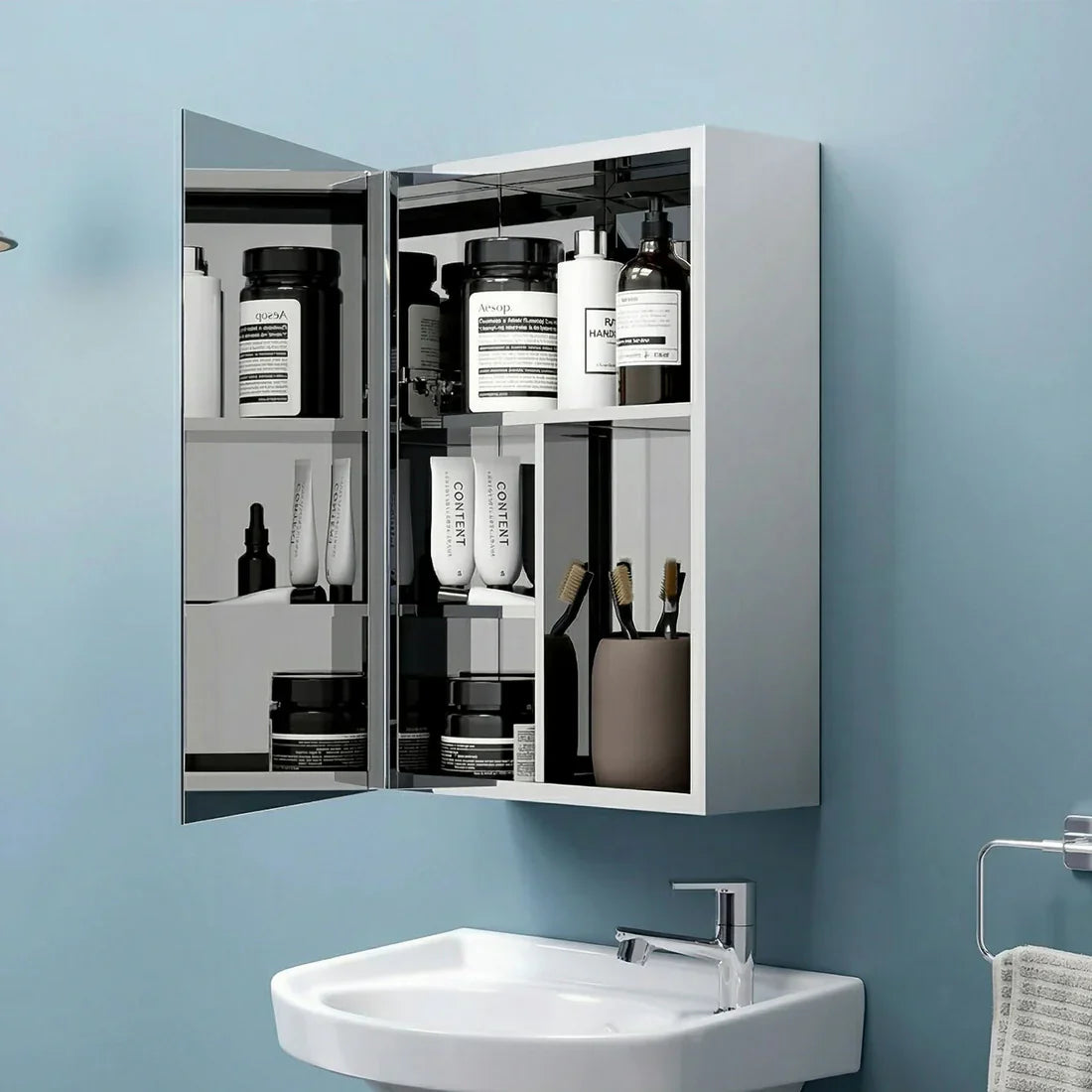 Belluxury® Premium Bathroom Cabinet with Mirror/304 Stainless Steel Mirror Cabinet for Wash Basin/Bathroom Shelf for Wall with Mirror